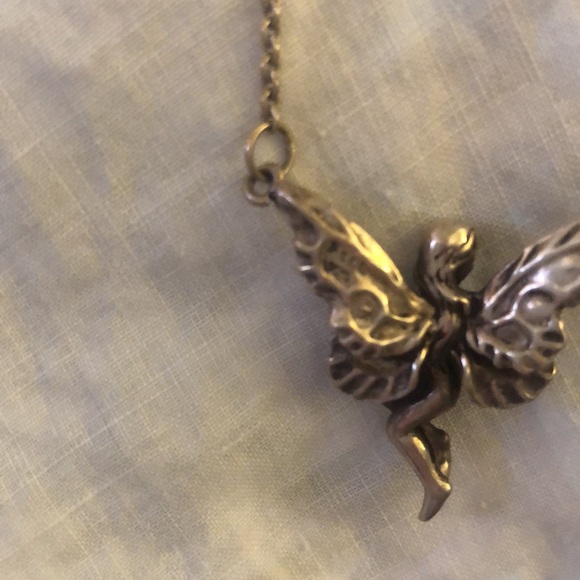Vintage Peter Stone Sterling Silver Whimsical Fairy/Pixie Necklace 16” w1” ext - Picture 3 of 5